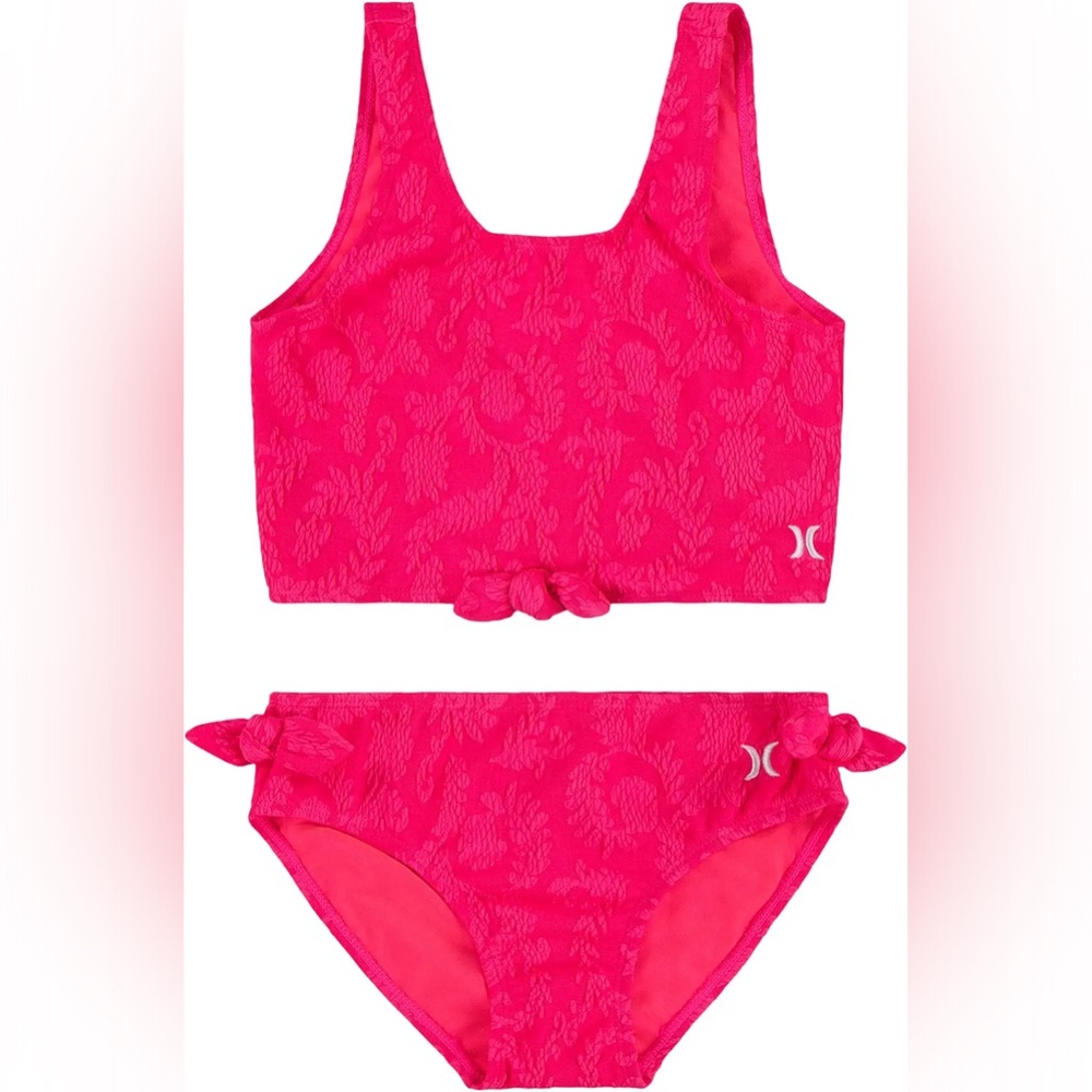NWT Hurley Girls Two-Piece Front Tie Tankini Swim Set - Size Large